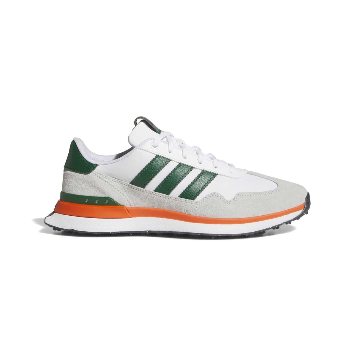 adidas Men's adidas  Miami Hurricanes Textile Spikeless Golf Shoes, Main, color, White