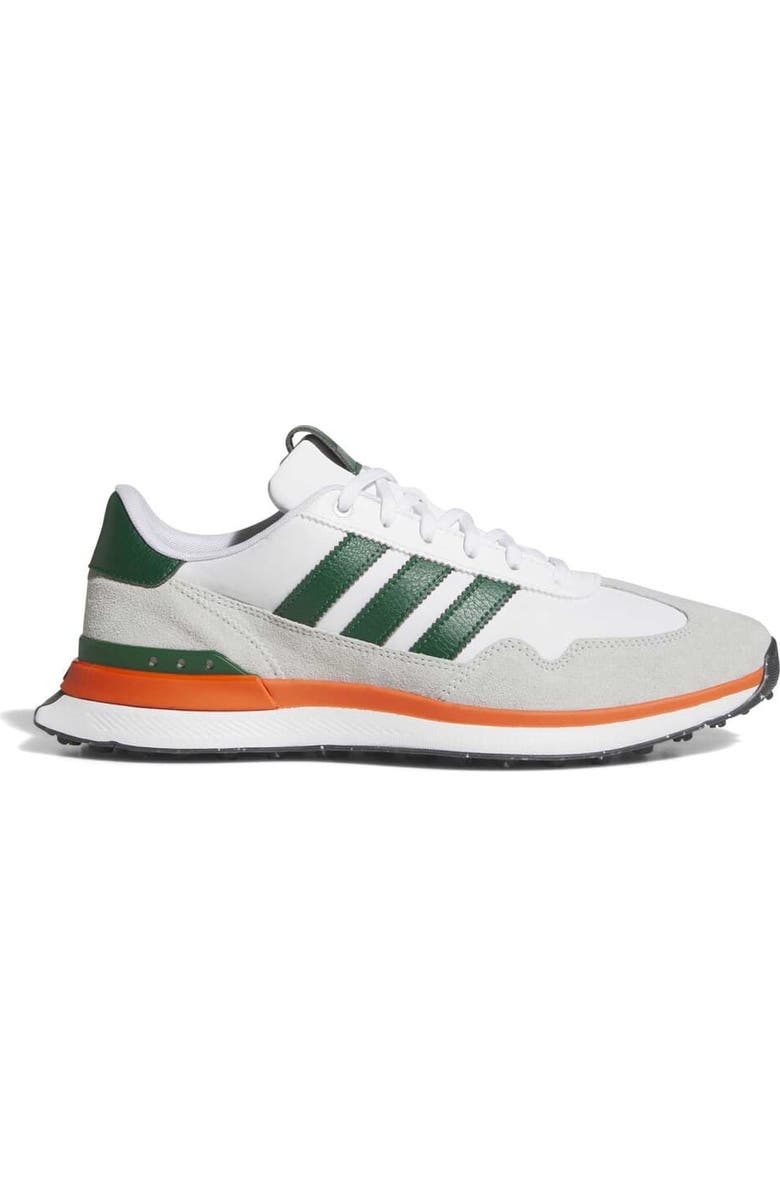 adidas Men's adidas Miami Hurricanes Textile Spikeless Golf Shoes, Main, color, White