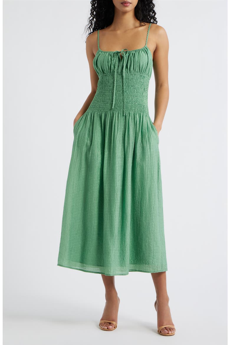 Arielle Smocked Sleeveless Maxi Dress, Main, color, GREEN