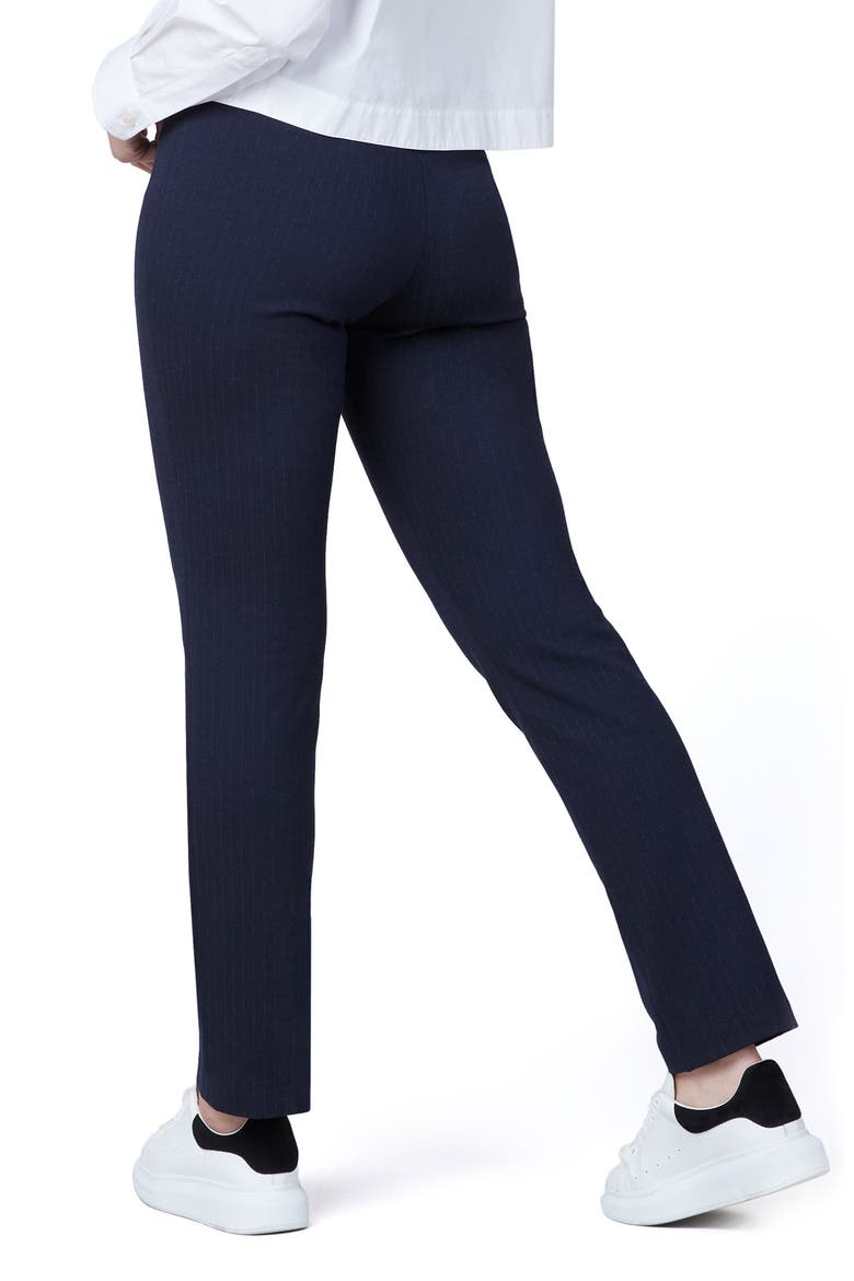 High Waist Straight Leg Ponte Pants, Alternate, color, NVYGRYPSTRPE