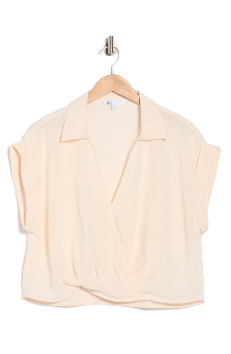 DR2 by Daniel Rainn Johnny Collar Short Sleeve Crop Top, Alternate, color, Natural