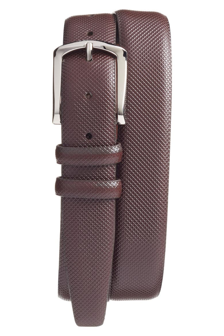 Bulgaro Calfskin Leather Belt, Main, color, BROWN