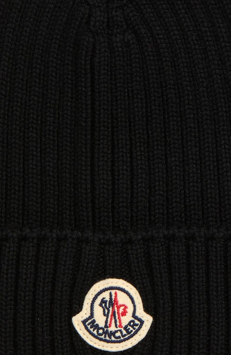 Moncler Virgin Wool Beanie, Alternate, color, Black