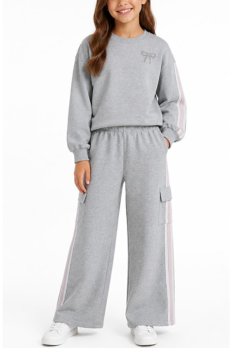 Kids' 2-Piece Stripe Sweatsuit, Alternate, color, GREY