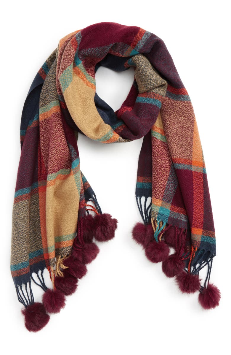 Shiraleah Katarina Scarf with Genuine Rabbit Fur Trim, Alternate, color, 