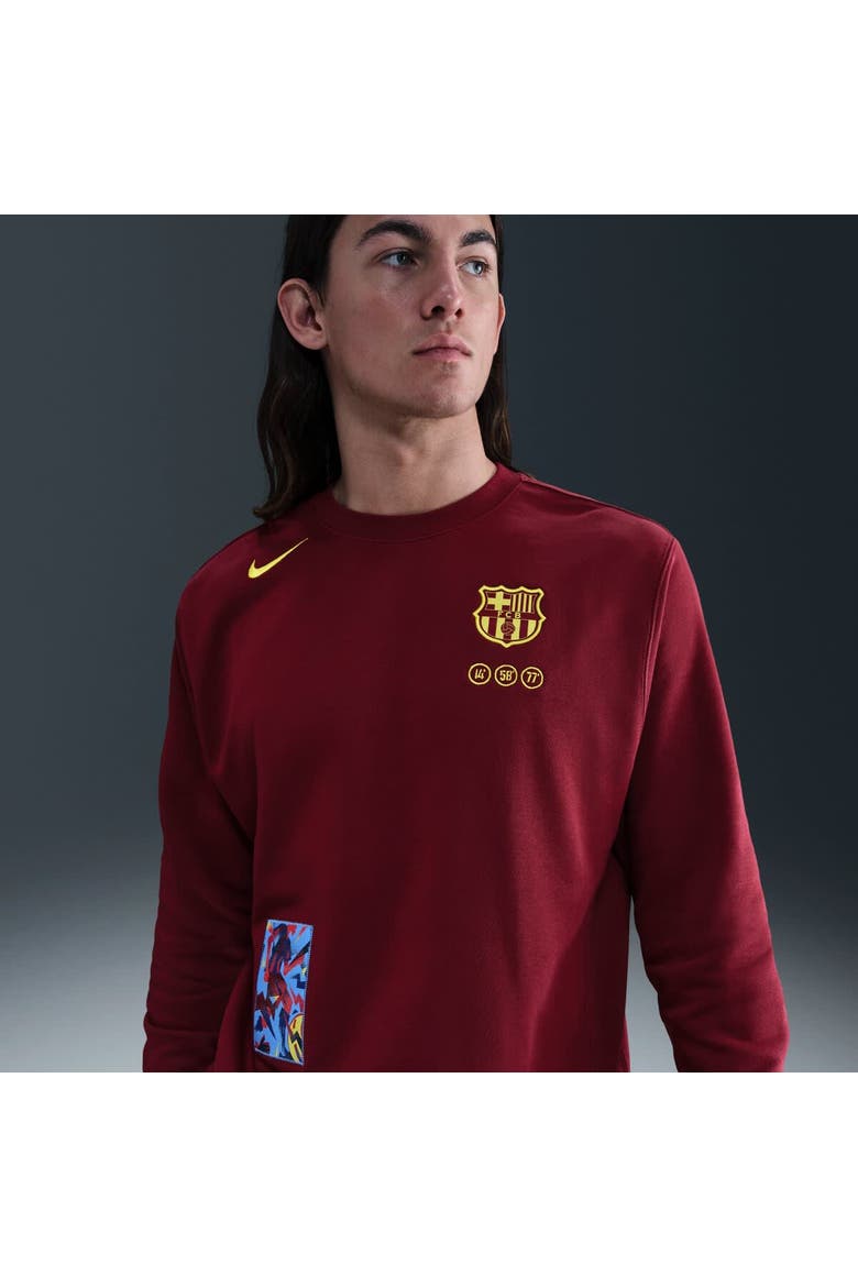 Men's Nike Red Barcelona Special Edition Club Fleece Sweatshirt, Alternate, color, Red