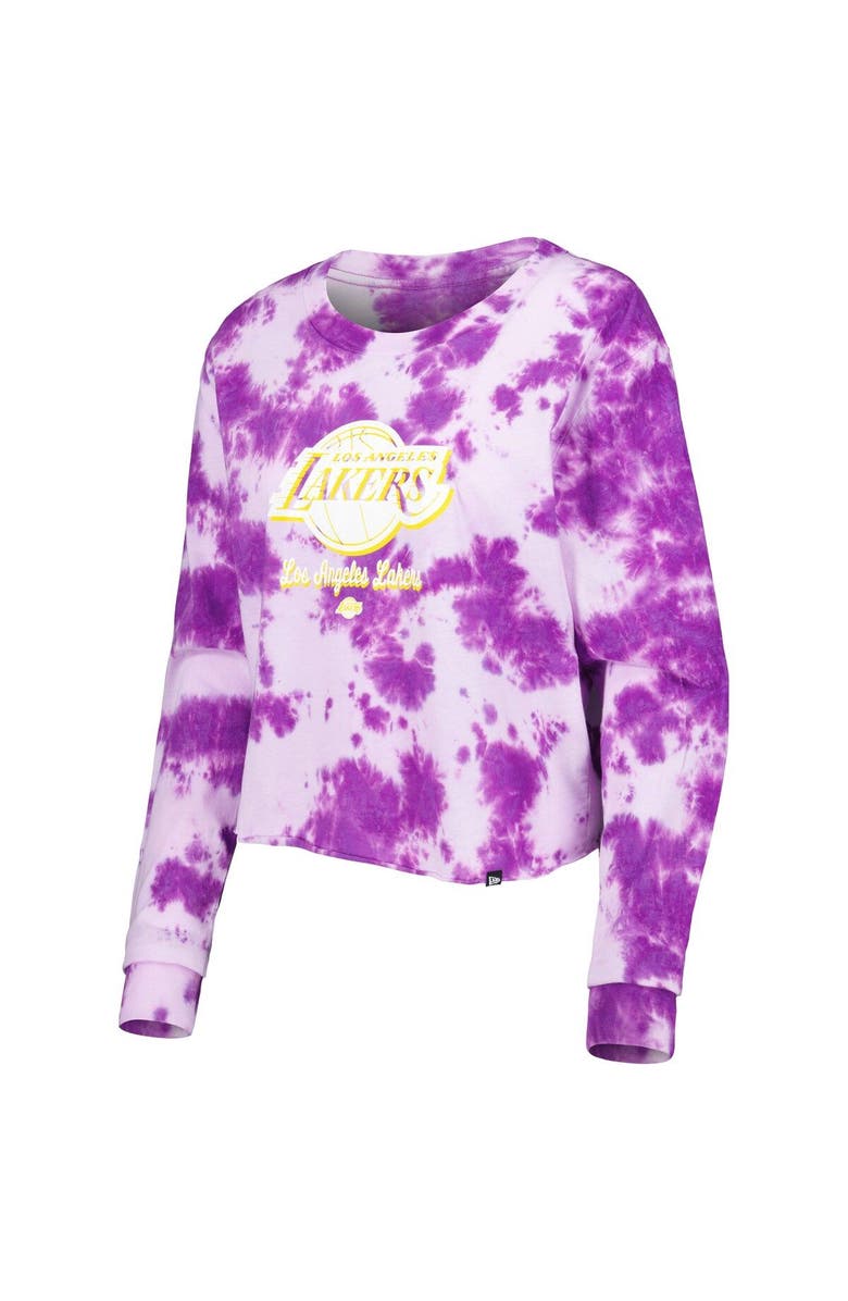 New Era Women's New Era Purple Los Angeles Lakers Tie Dye Cropped Long Sleeve T-Shirt, Alternate, color, Purple