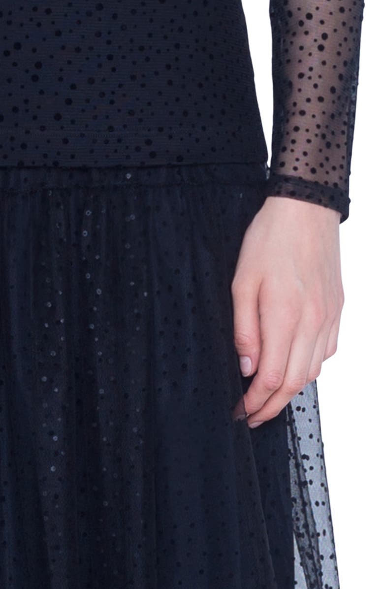 Akris punto Starry Sky Tiered Tulle Maxi Skirt, Alternate, color, 