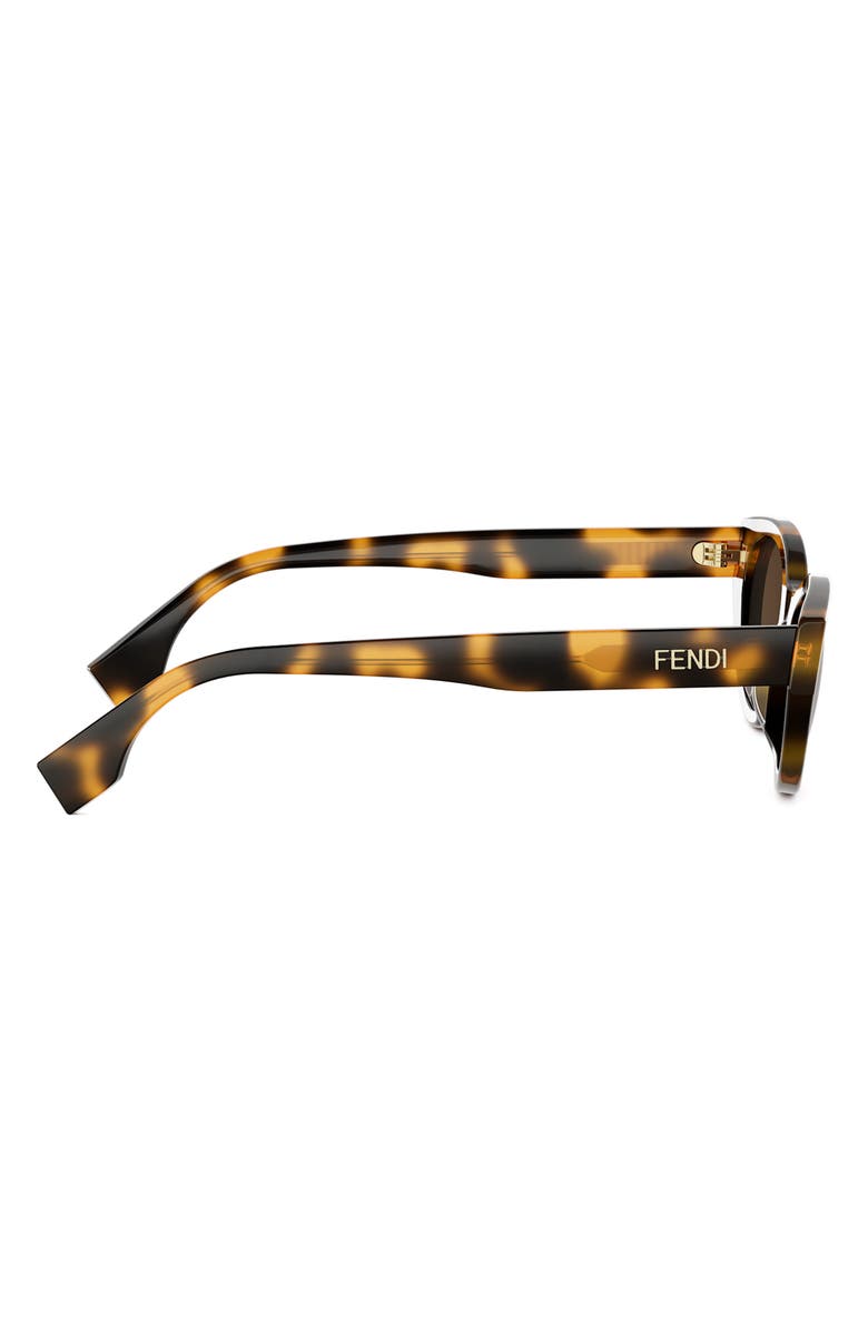 Fendi Lettering 51mm Oval Sunglasses, Alternate, color, Dark Havana / Brown