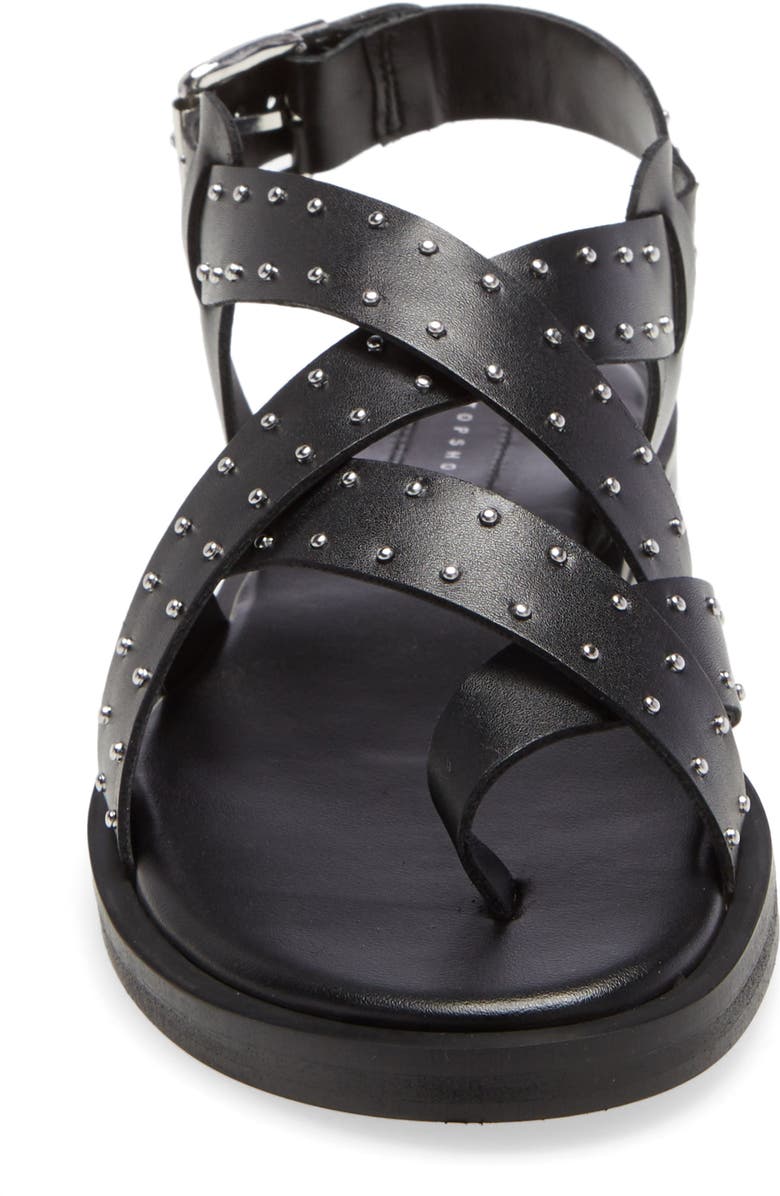 Topshop Paige Studded Sandal, Alternate, color,