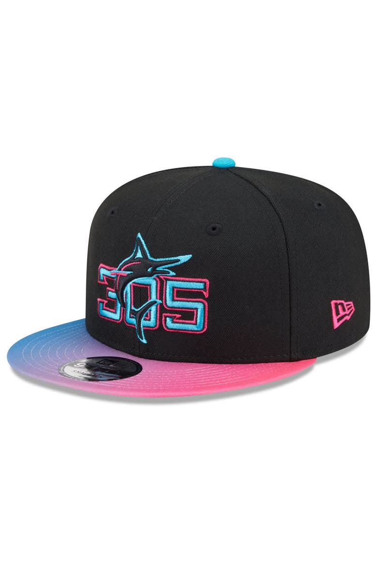 Men's New Era Black/Pink Miami Marlins 2025 City Connect 9FIFTY Snapback Hat, Main, color, Black