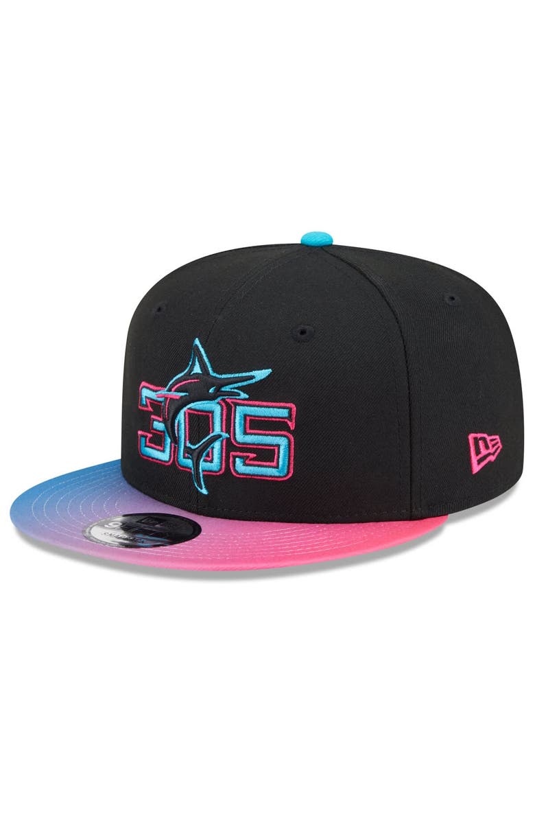 New Era Men's New Era Black/Pink Miami Marlins 2025 City Connect 9FIFTY Snapback Hat, Main, color, Black