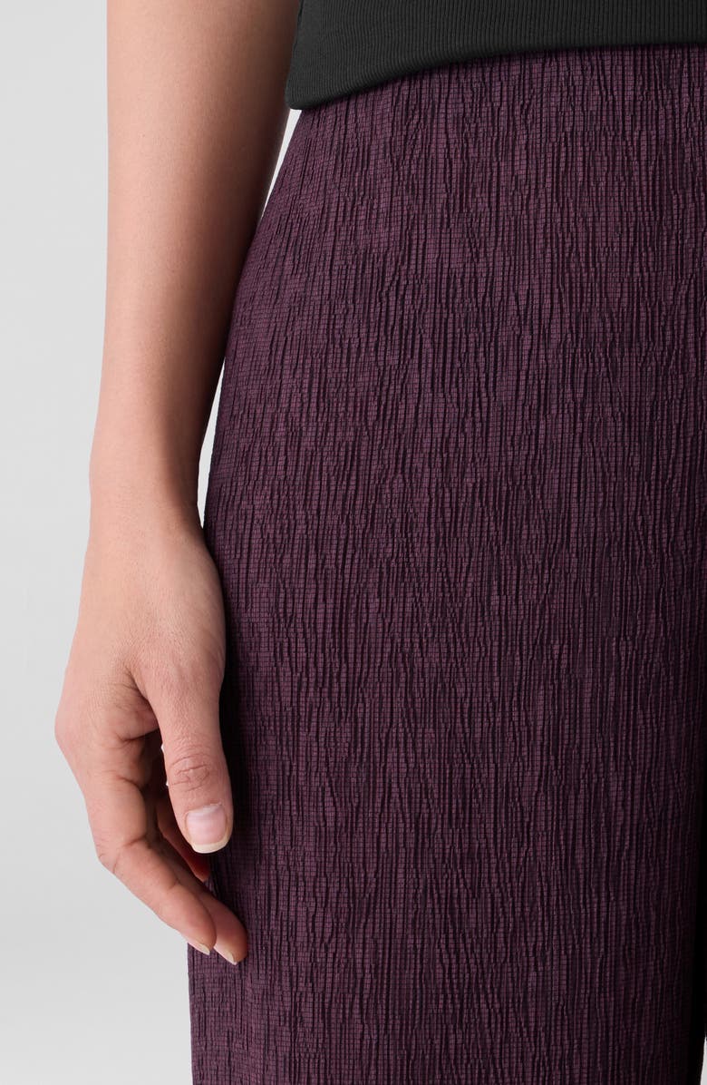 Eileen Fisher Crinkled High Waist Ankle Wide Legs, Alternate, color, Blackberry