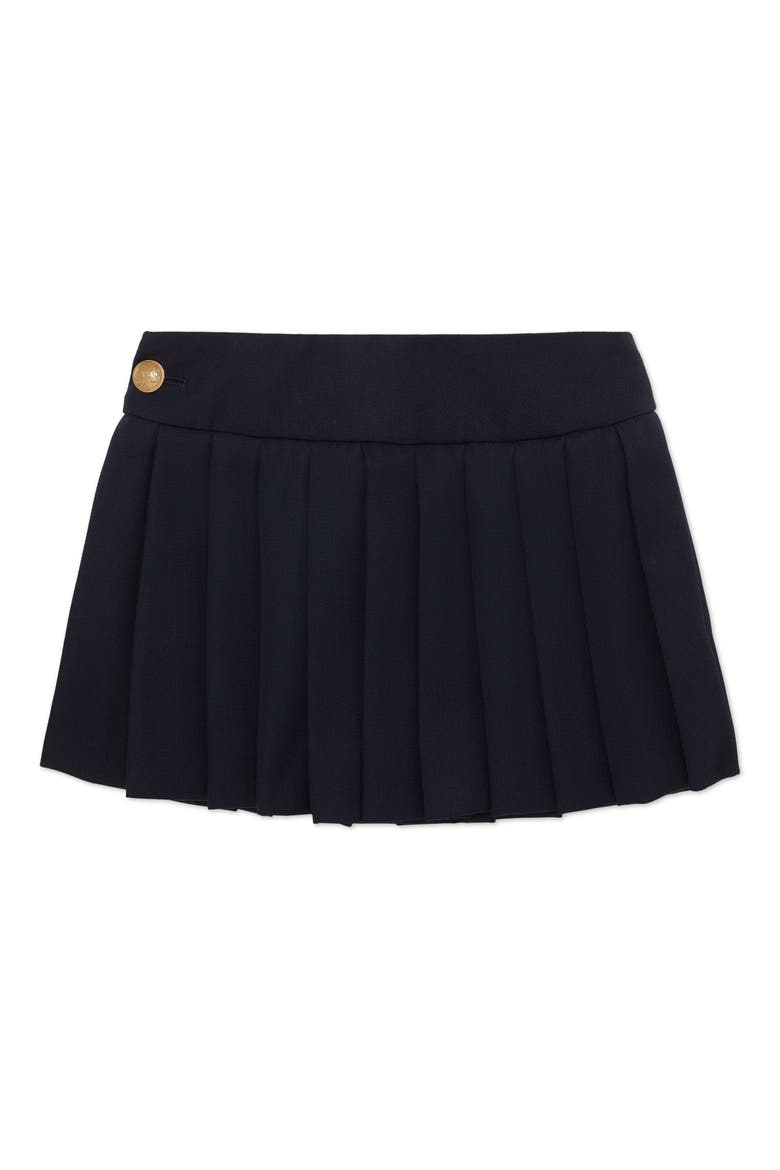 Wool Pleated Mini Skirt Girl, Alternate, color, navy