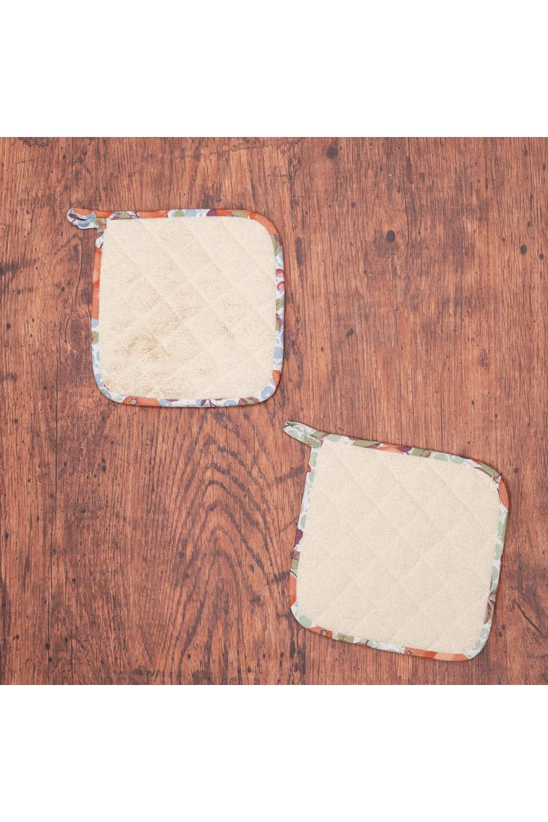 Orange Blossom Terry Potholders, Set of 2, Alternate, color, Orange