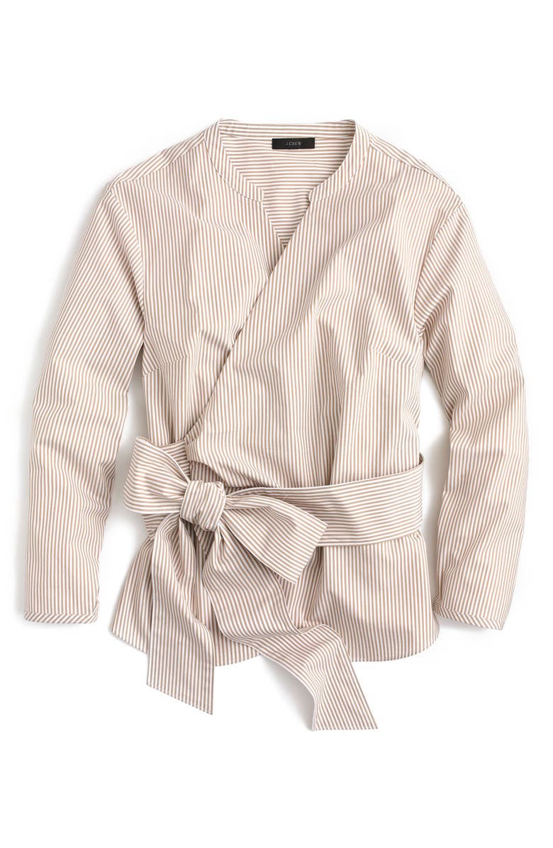 J.Crew Stretch Cotton Stripe Wrap Top, Alternate, color,
