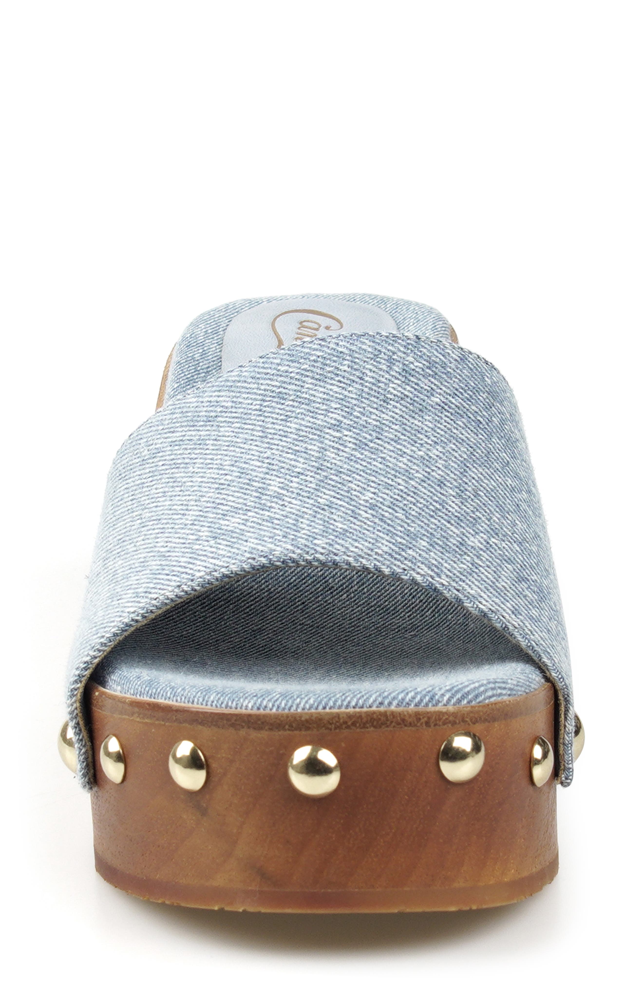 Jewell Platform Wedge Slide Sandal, Alternate, color, BLUE FABRIC