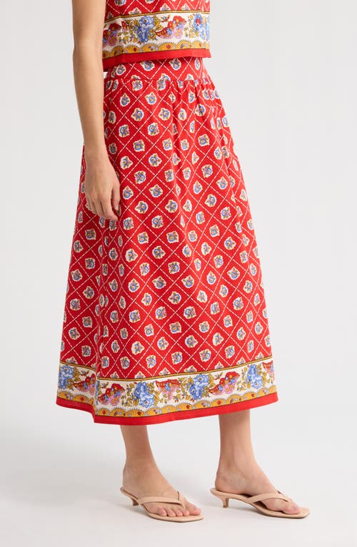 Wayf Josefina Cotton Blend Skirt In Red
