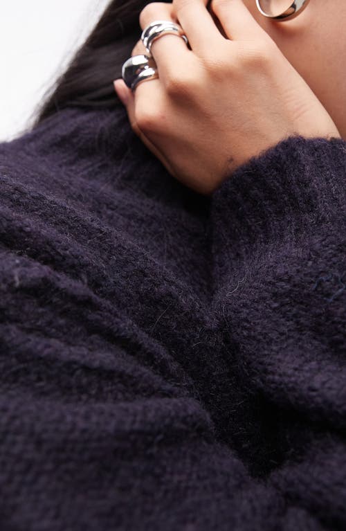 Topshop Stitch Detail Turtleneck Sweater