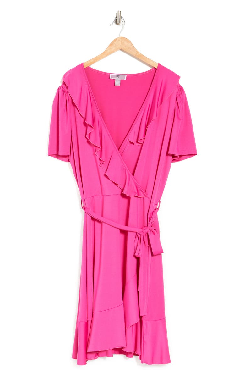 BY DESIGN Ruffle Floral Wrap Dress, Alternate, color, Very Berry
