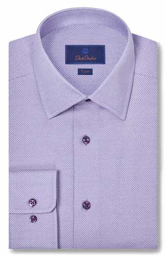 David Donahue Trim Fit Microdobby Dress Shirt