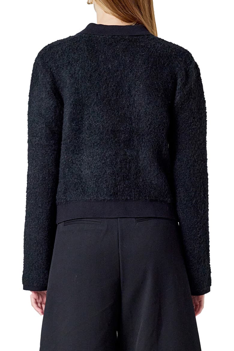 Embellished Knit Jacket, Alternate, color, BLACK