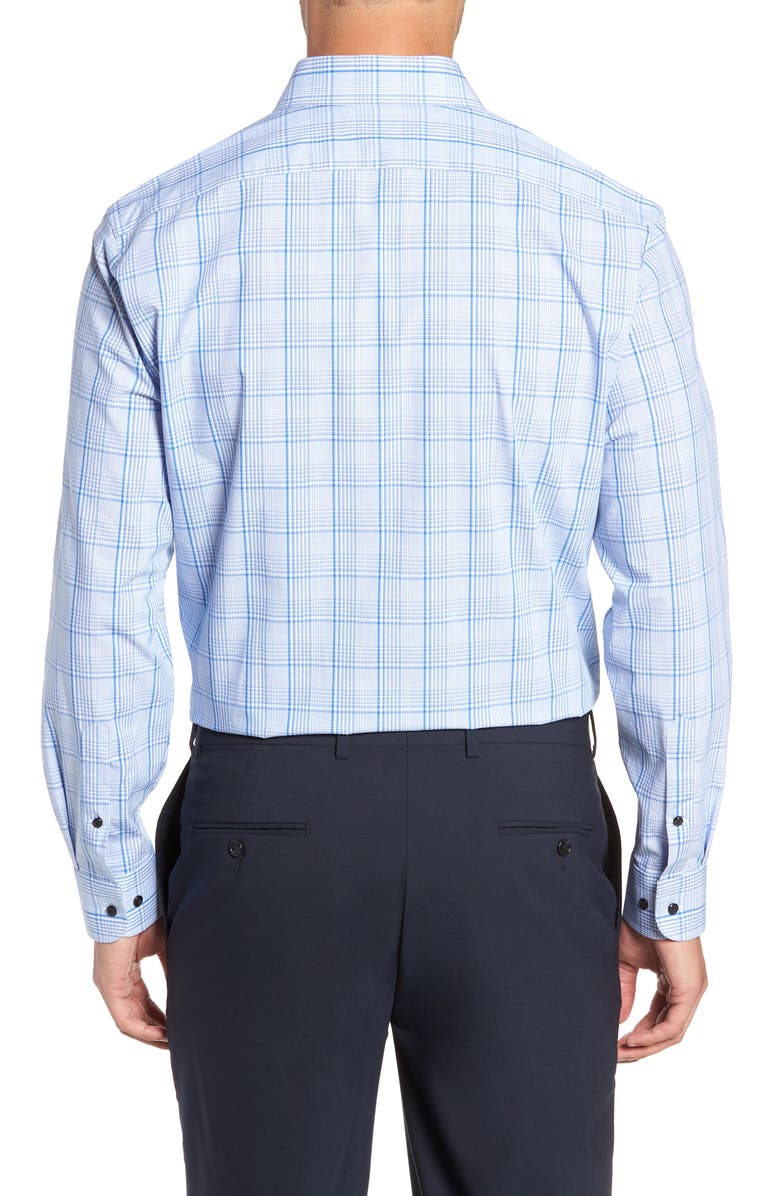 Nordstrom Men's Shop Tech-Smart Traditional Fit Plaid Dress Shirt, Alternate, color, Blue Bliss