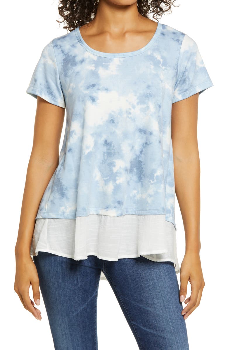 Bobeau Mixed Media Top, Main, color, 
