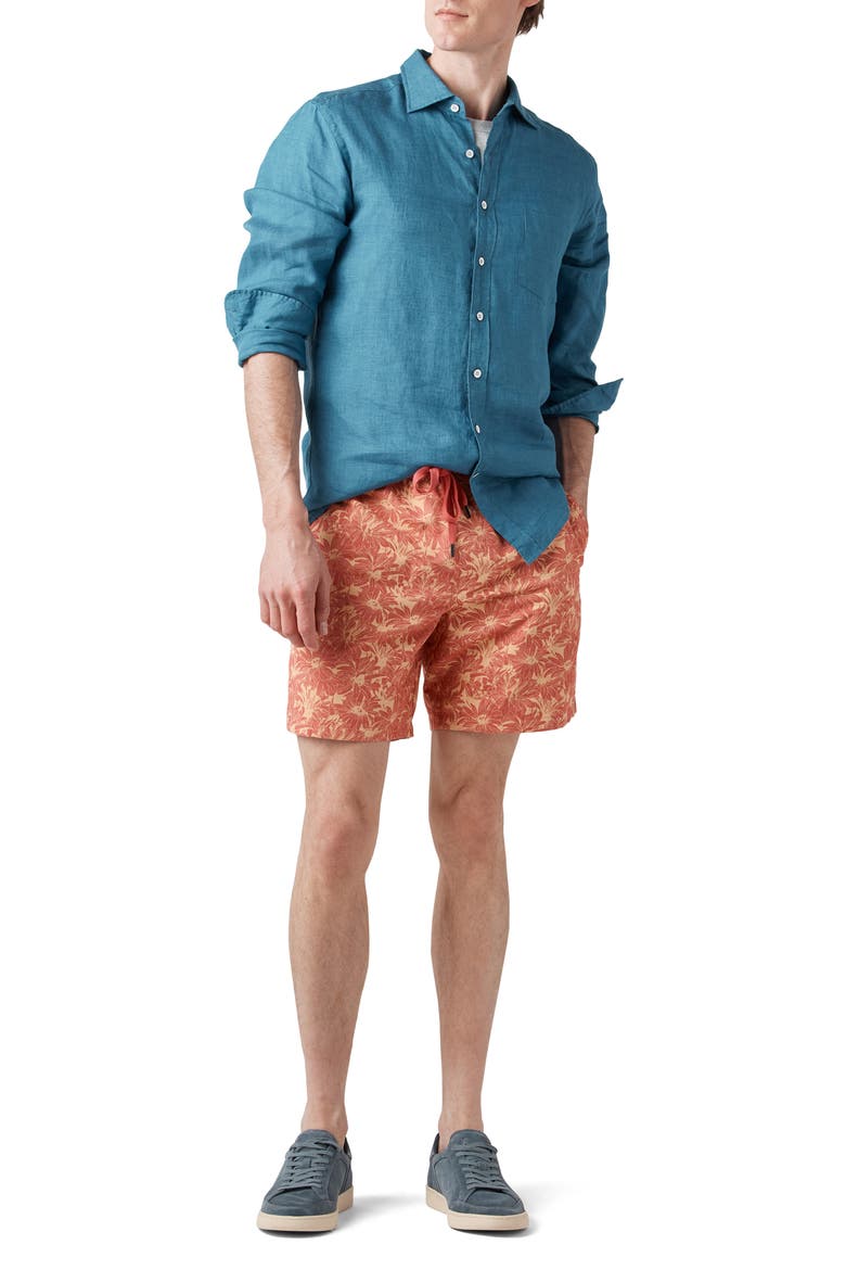 Main Beach Floral Stretch Cotton Drawstring Shorts, Alternate, color, SUNSET