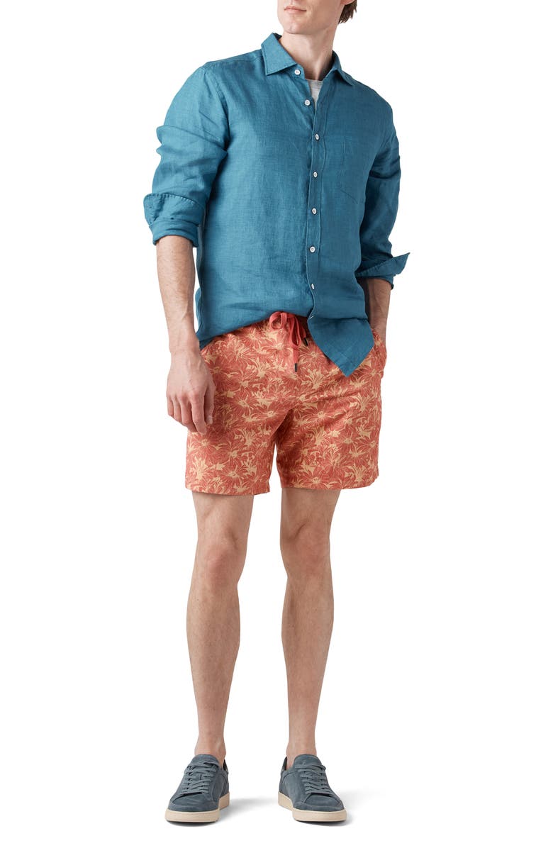 Rodd & Gunn Main Beach Floral Stretch Cotton Drawstring Shorts, Alternate, color, Sunset