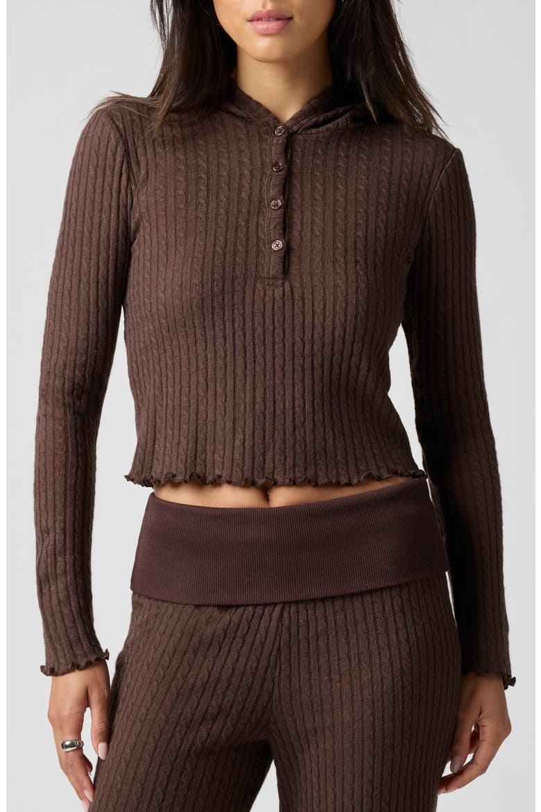 Baby Cable Knit Cropped Hoodie, Main, color, CANYON BROWN