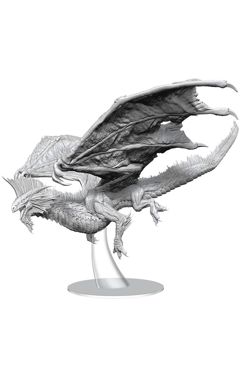WizKids Games D&D Nolzur's Marvelous Miniatures, Adult Silver Dragon, Main, color, 