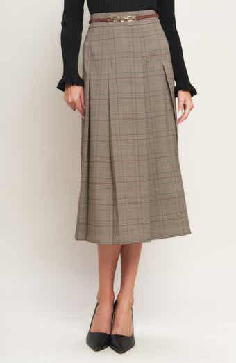 FLYING TOMATO Plaid Midi Skirt
