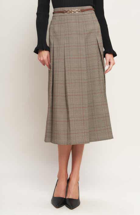 FLYING TOMATO Plaid Midi Skirt