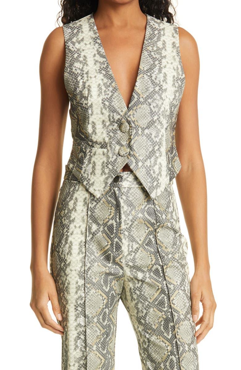 ROTATE Lauryn Snake Print Vest, Main, color, 
