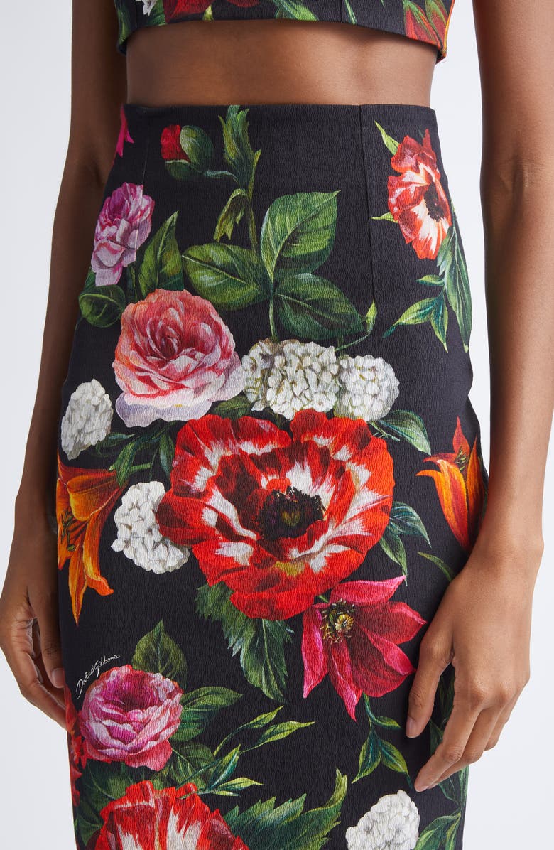 Dolce&Gabbana Floral High Waist Pencil Skirt, Alternate, color, Floral Nero