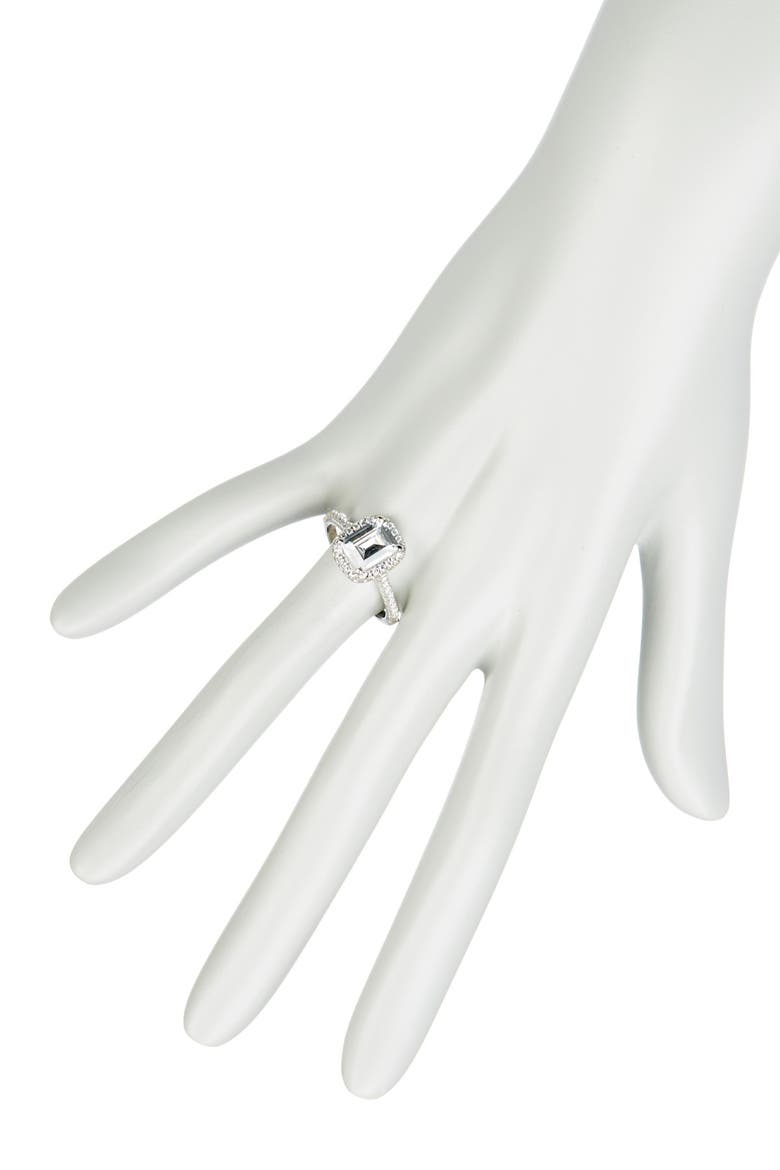 Emerald Cut Cubic Zirconia Ring, Alternate, color, WHITE