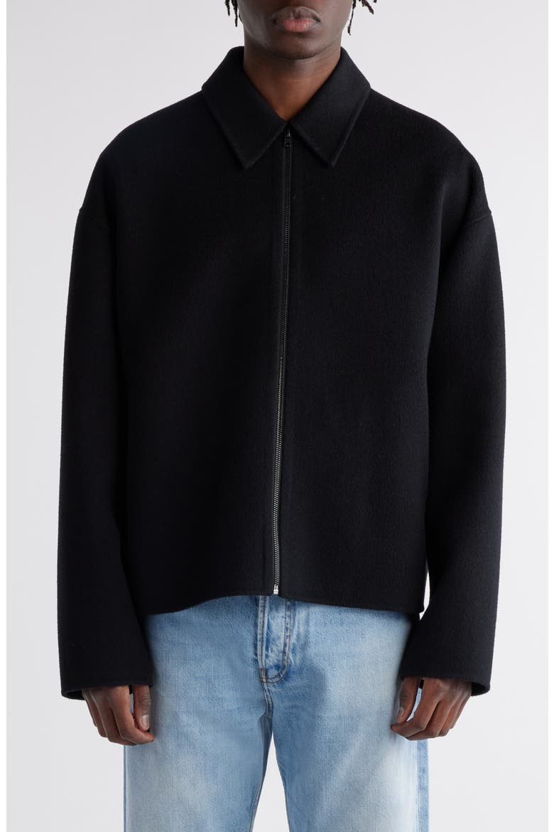 Relaxed Fit Double Face Wool Jacket, Main, color, BLACK