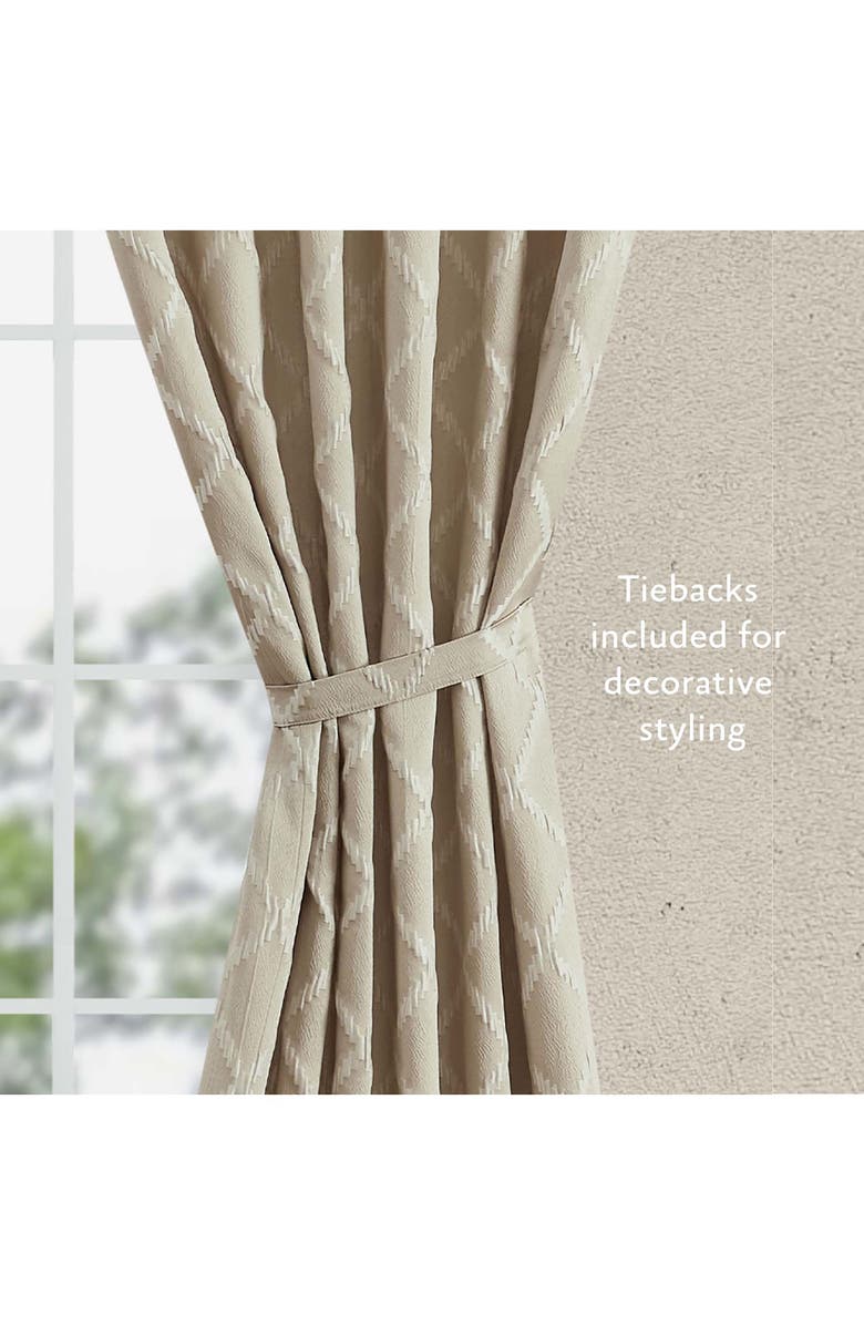Jessica Simpson Lynee Geometric Satin Jacquard Blackout Curtains - 52" x 96", Alternate, color, Beige