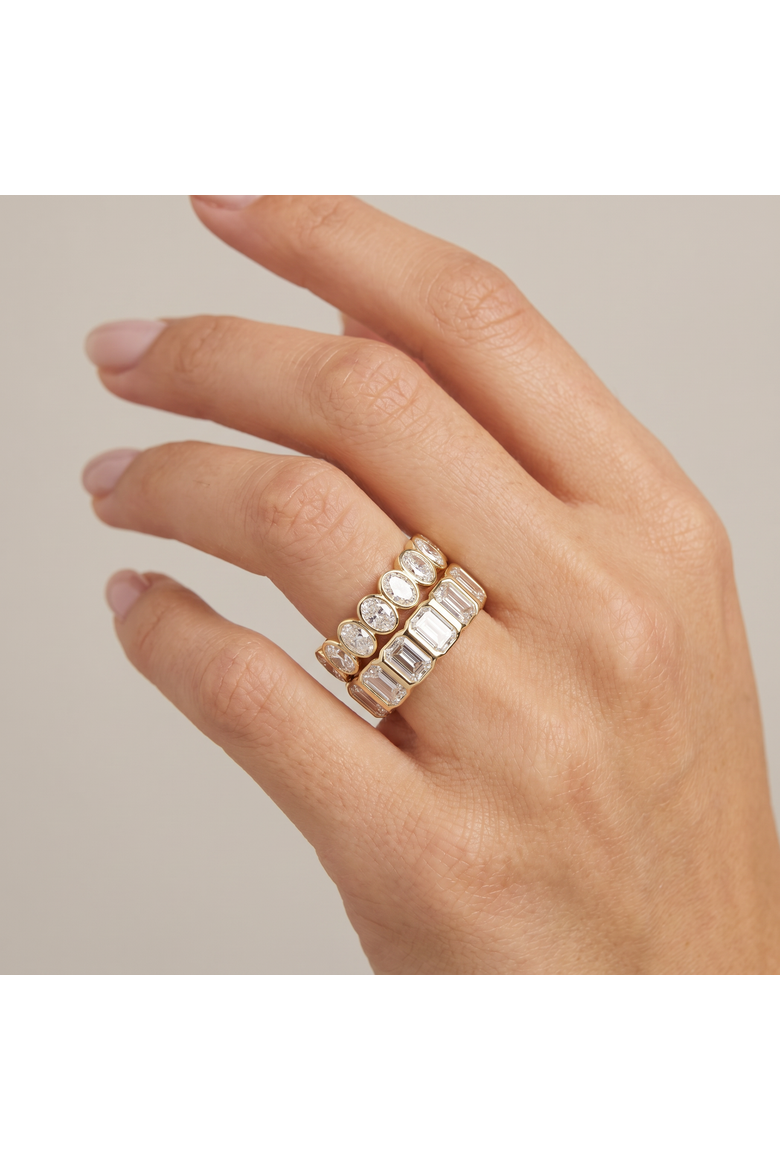 Bezel Set Oval CZ Eternity Ring, Alternate, color, Gold