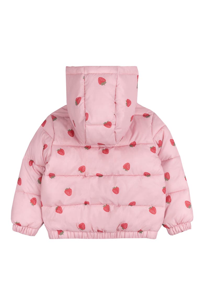 Print Water Resistant Hooded Quilted Jacket, Alternate, color, PINK