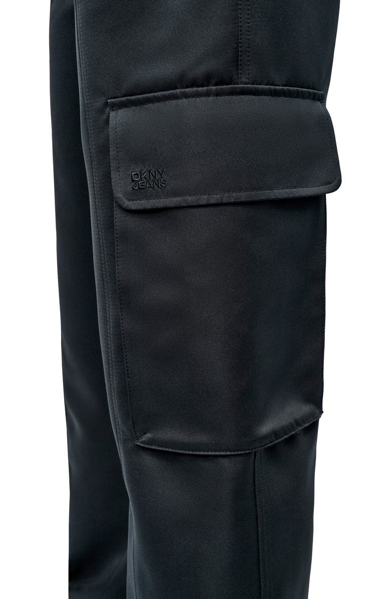 DKNY Jeans High Waist Wide Leg Cargo Pants, Alternate, color, Black