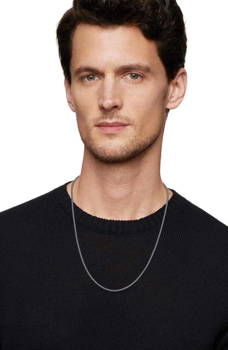 David Yurman Men's Box Chain Necklace in Sterling Silver with Blue Stainless Steel, 2.7mm, Alternate, color, Silver/ Grey