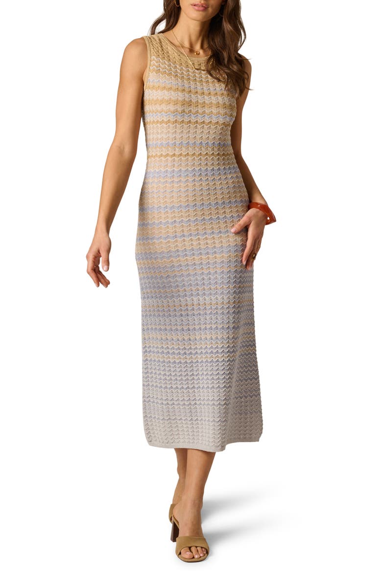 Adrianna Papell Metallic Sweater Knit Midi Dress, Main, color, Ecru Multi