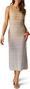 Adrianna Papell Metallic Sweater Knit Midi Dress