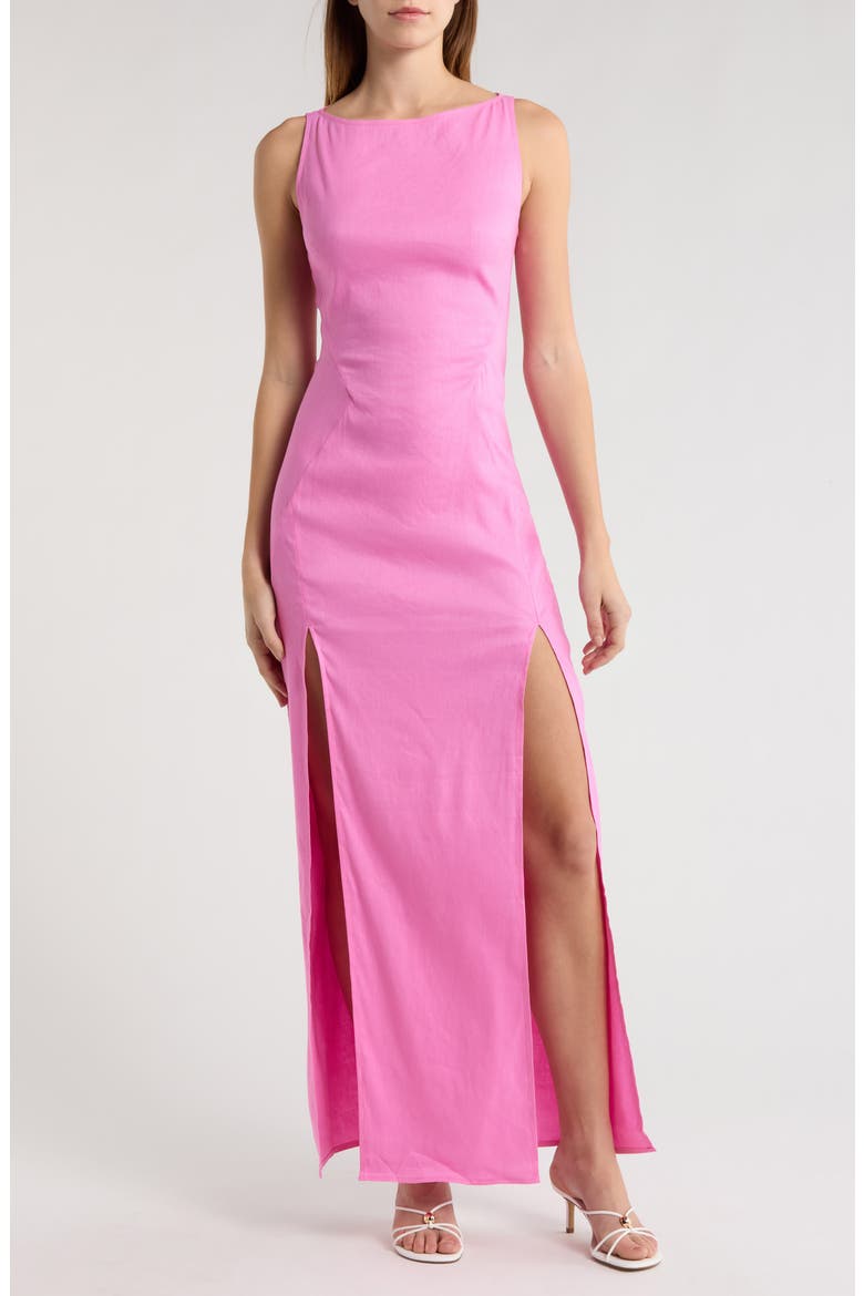 Costa Linen Blend Maxi Dress, Main, color, ORCHID