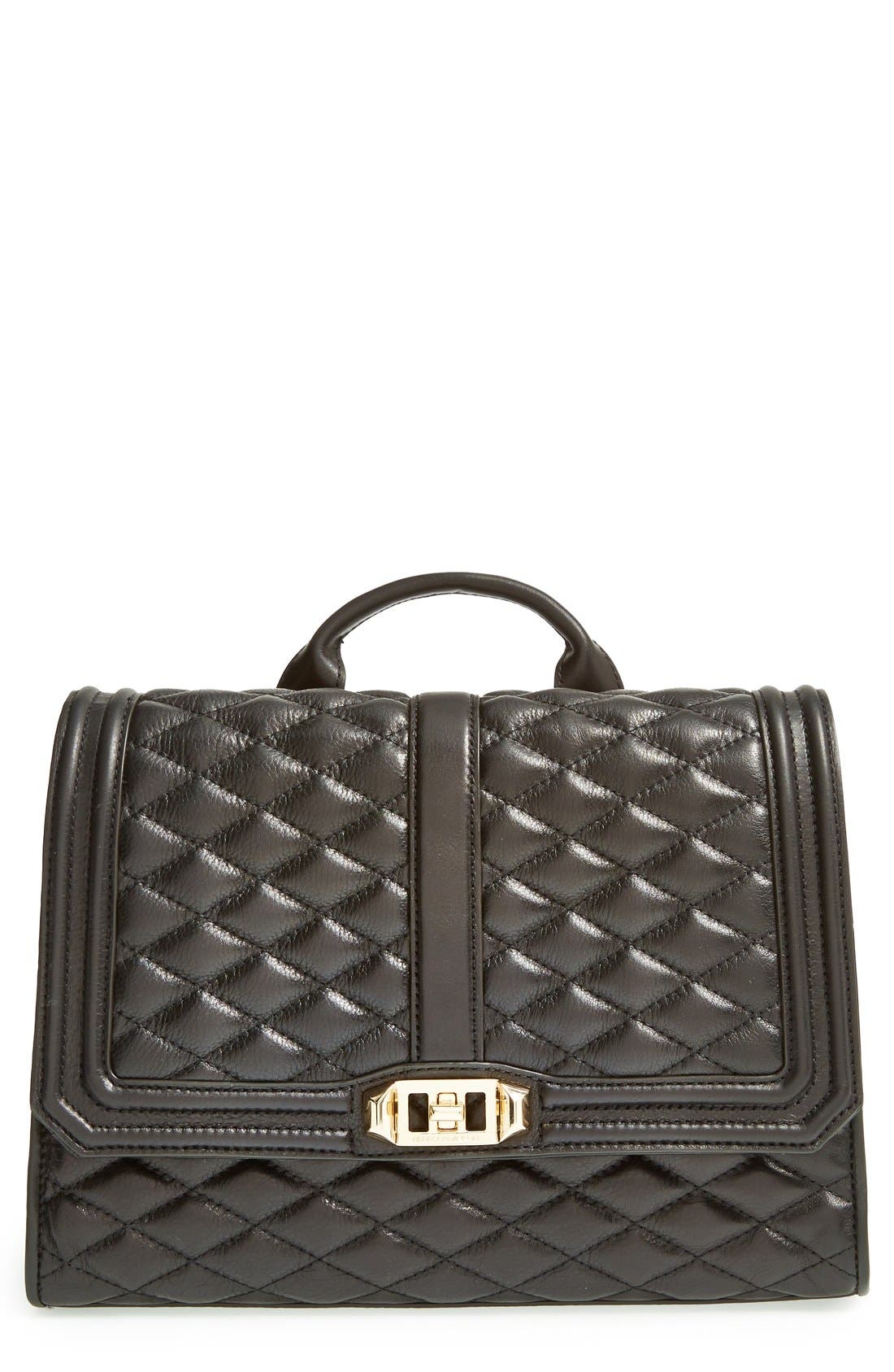 'Love' Backpack, Main, color, BLACK
