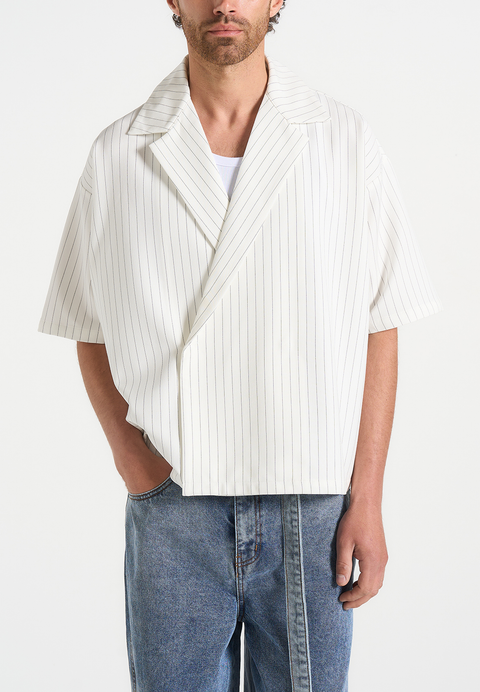 Abel Boxy Pinstripe Double Breasted Shirt