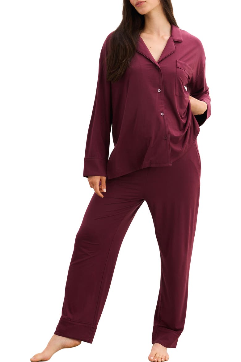 The Ultra Soft Jersey PJ Set, Main, color, Port