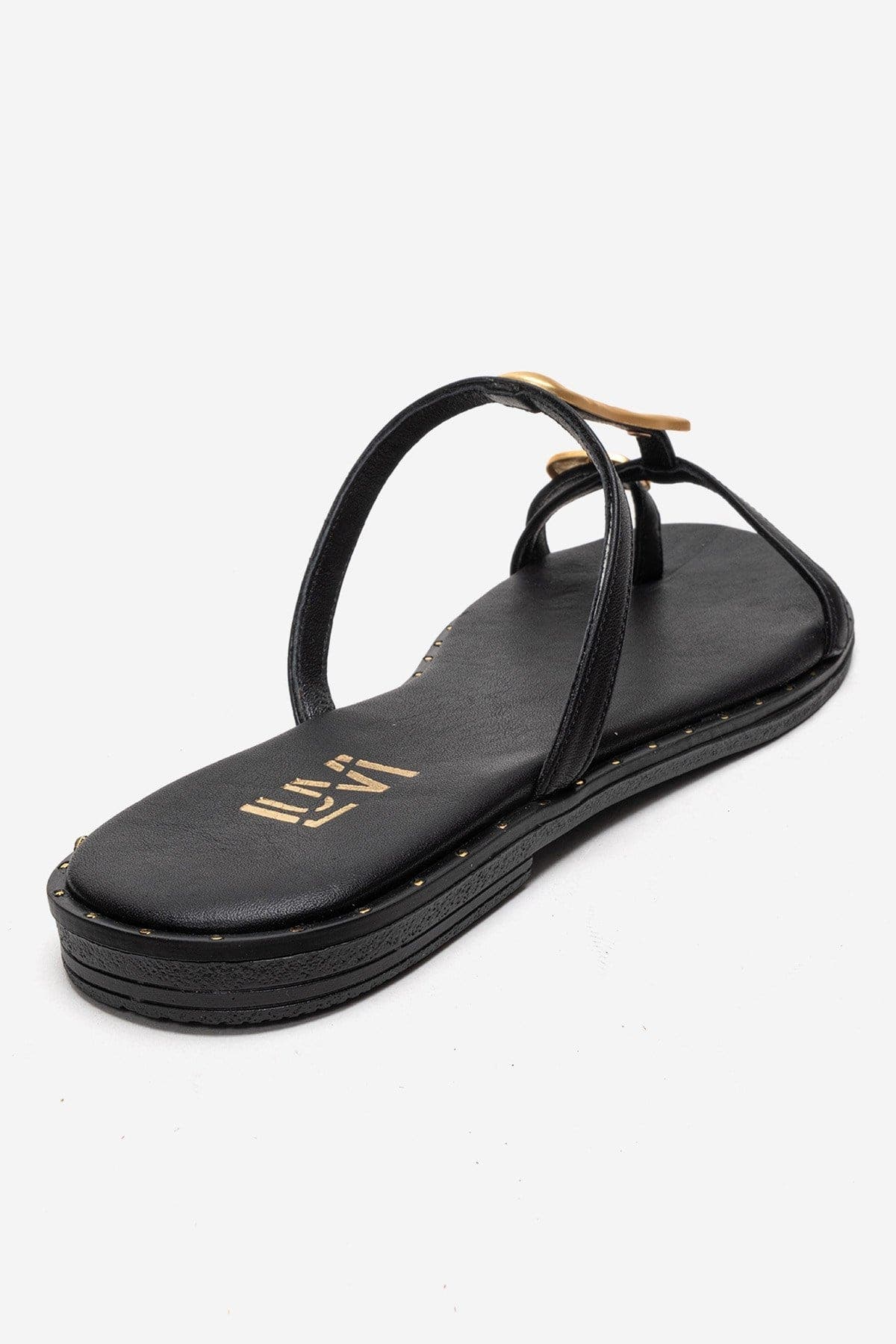 Forever & Always Shoes Tessa Leather Thong Sandal, Alternate, color, Black
